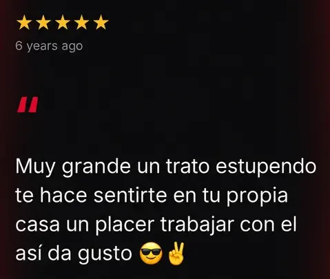 Reseña de Google, 5 estrellas: Un trato estupendo, te hace sentirte en tu propia casa. Un placer trabajar con él.